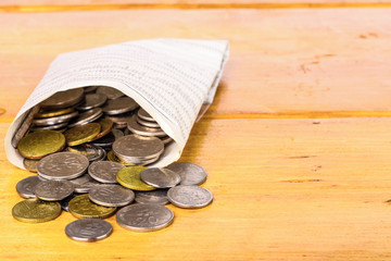 coins on the table. close-up