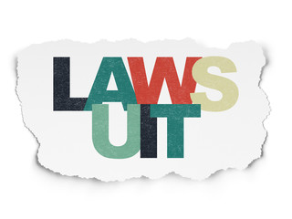 Law concept: Lawsuit on Torn Paper background