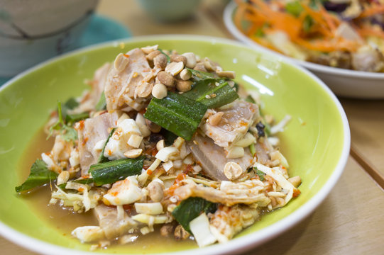 White pork sausage salad with banana blossom,Vietnam food 