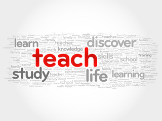 TEACH word cloud, education concept
