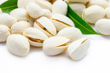Pistachio with leaf