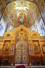  Interior of the Church of the Savior on Spilled Blood in St. Petersburg, Russia.