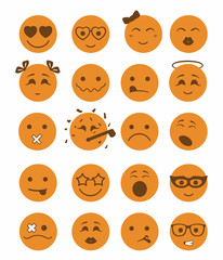 20 smiles icons set child orange color