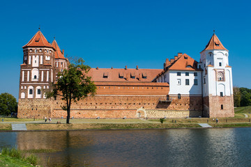 Fototapeta na wymiar Medieval castle in Mir of Belarus