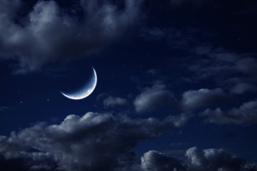 Obraz na płótnie Canvas moon in the night cloudy sky with stars