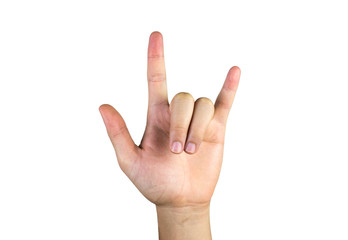 rocker gesture hand isolated on white background