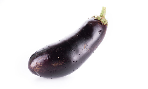 One fresh eggplant isolated on white
