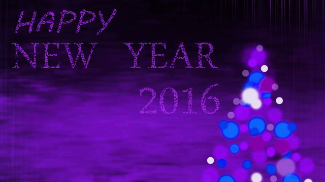 Greeting Card    Happy New Year 2016  changes colors in throughout the spectrum, seamless loop