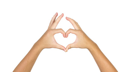 heart hand love shape isolated on white background