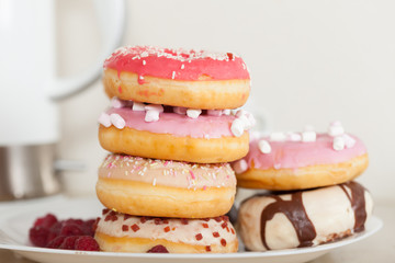 colorful donuts on   plate