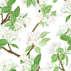 Obraz premium apple flowers seamless pattern