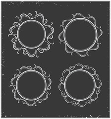 set of round chalk ornate frames