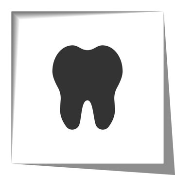 Tooth icon with cut out shadow effect