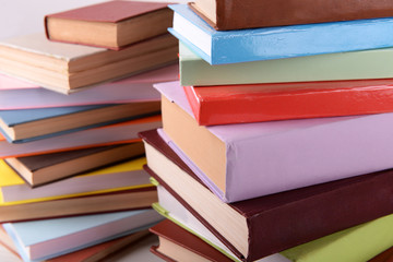 Heap of books close up