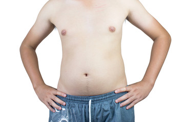 Naklejka premium paunch fat person isolated white background