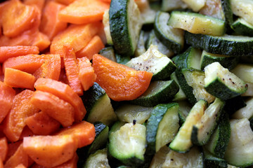 Carrots and zucchini cut into pieces