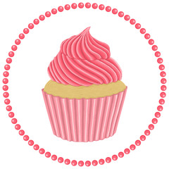 Cupcake with pink cream