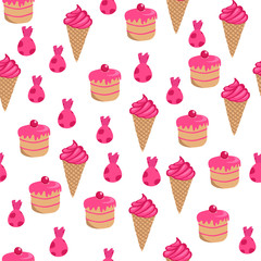 Sweets on a white background. Seamless pattern.