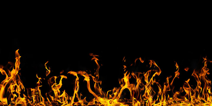 Fire flames on black background set nuber 3