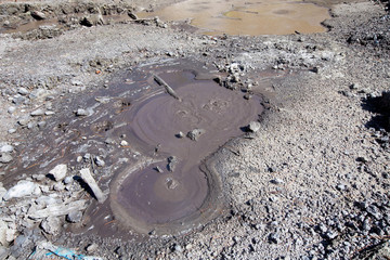 Hot volcanic soil in the area Lumpur, Sulawesi, Indonesia