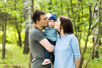 Happy young family spending time together 
