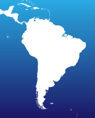 Südamerika mit Blauverlauf