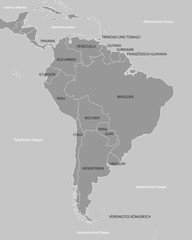 Südamerika - Karte in Grau