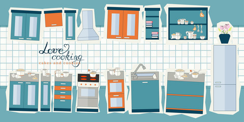 vector illustration of cooking set in flat design style