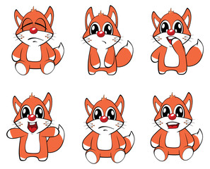 Fototapeta premium illustration of a set funny foxes. Cartoon 