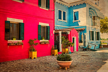 Colorful apartment building in Burano, Italy 1