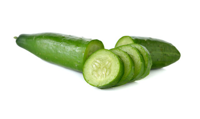 sliced Japanese Cucumber on white background