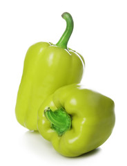Group of green peppers isolated on white