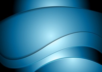 Dark shiny blue abstract waves design