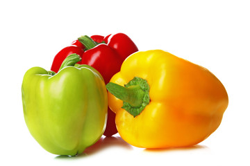 Group of colorful peppers isolated on white