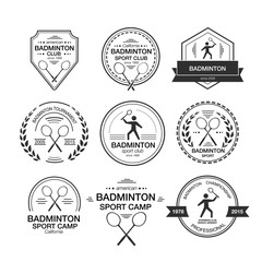 Set of different logotype templates for badminton.
