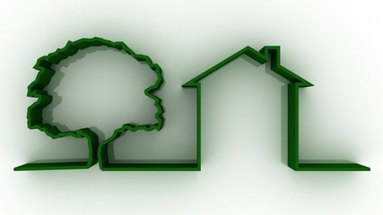 Bio eco green house and tree icon