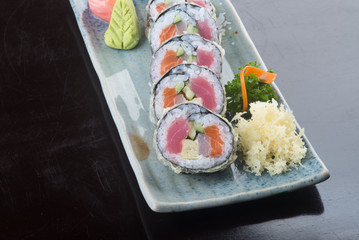 japanese cuisine. sushi on the background