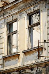 Ruined house facade