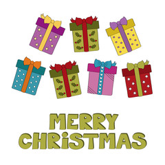 Merry Christmas gifts vector background 