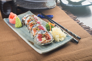 japanese cuisine. sushi on the background