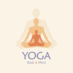 Poster for yoga studio or  meditation class.  Vector yoga illustration