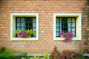 Fototapeta na wymiar Exterior and windows of a Beautiful Old House