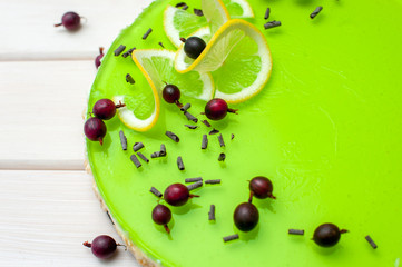 cheesecake with green jelly