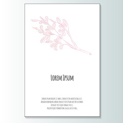 Vector romantic invitation template with pink branch