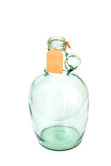 Old light green glass Bottles with paper tag 2