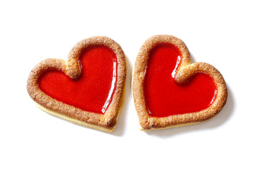 two red hearts beating together