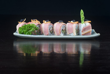 japanese cuisine. sushi on the background