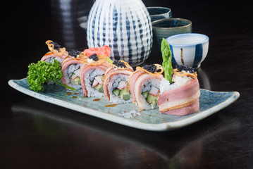 japanese cuisine. sushi on the background