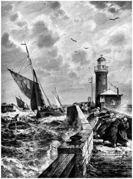 Fototapeta Fisher Boats's Return - 19th century