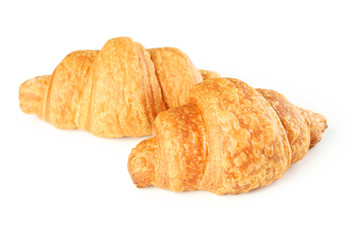 Tasty croissants isolated on a white